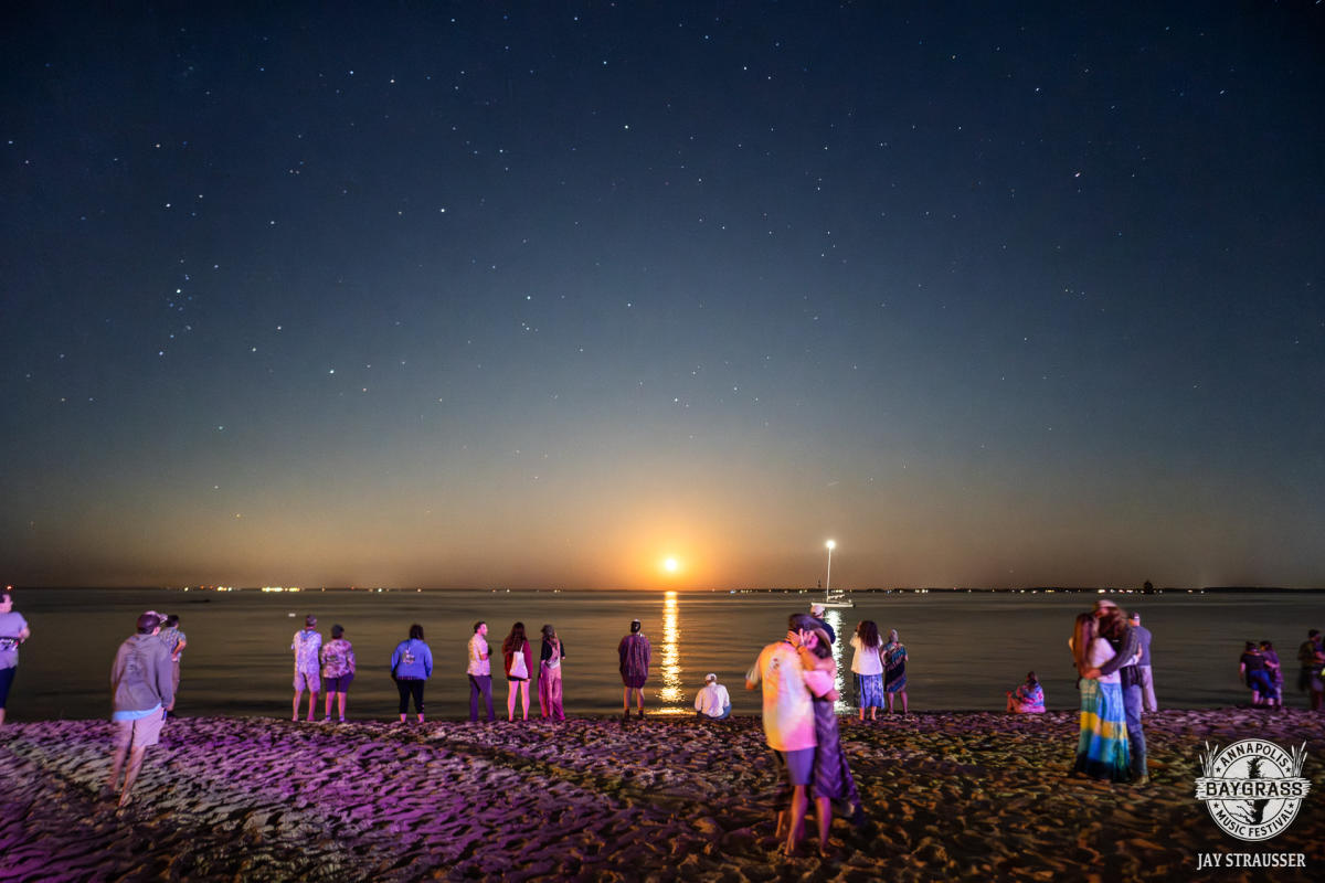 sunset at Sandy Point State Park during the Annapolis Baygrass Festival