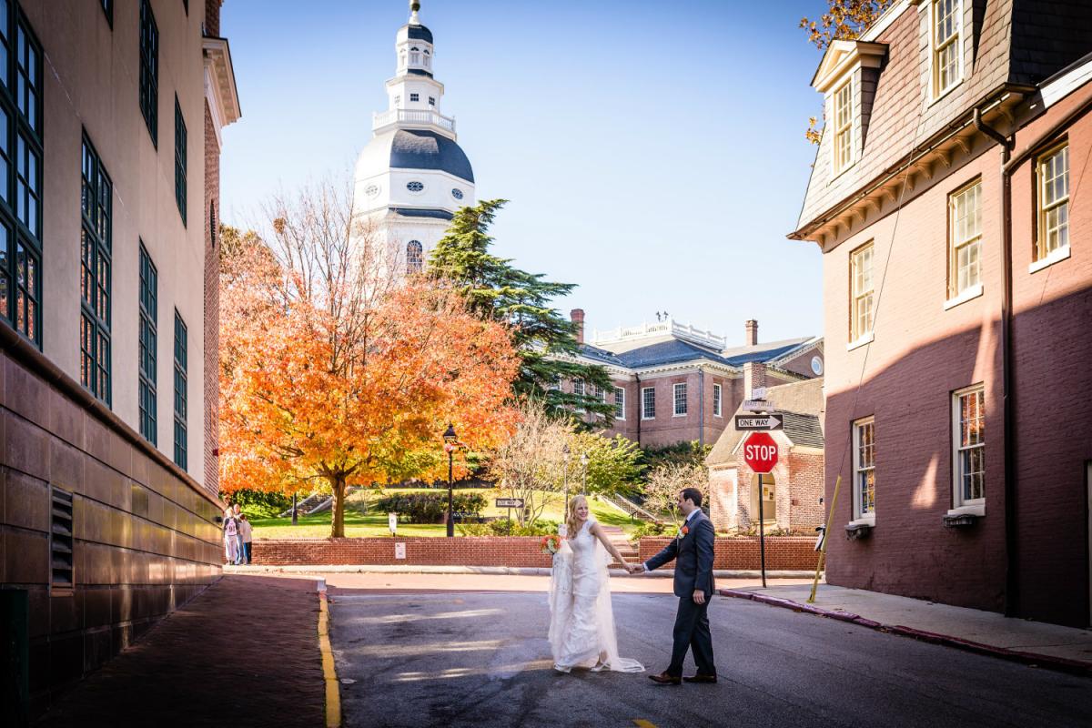 Couple Walking across Street