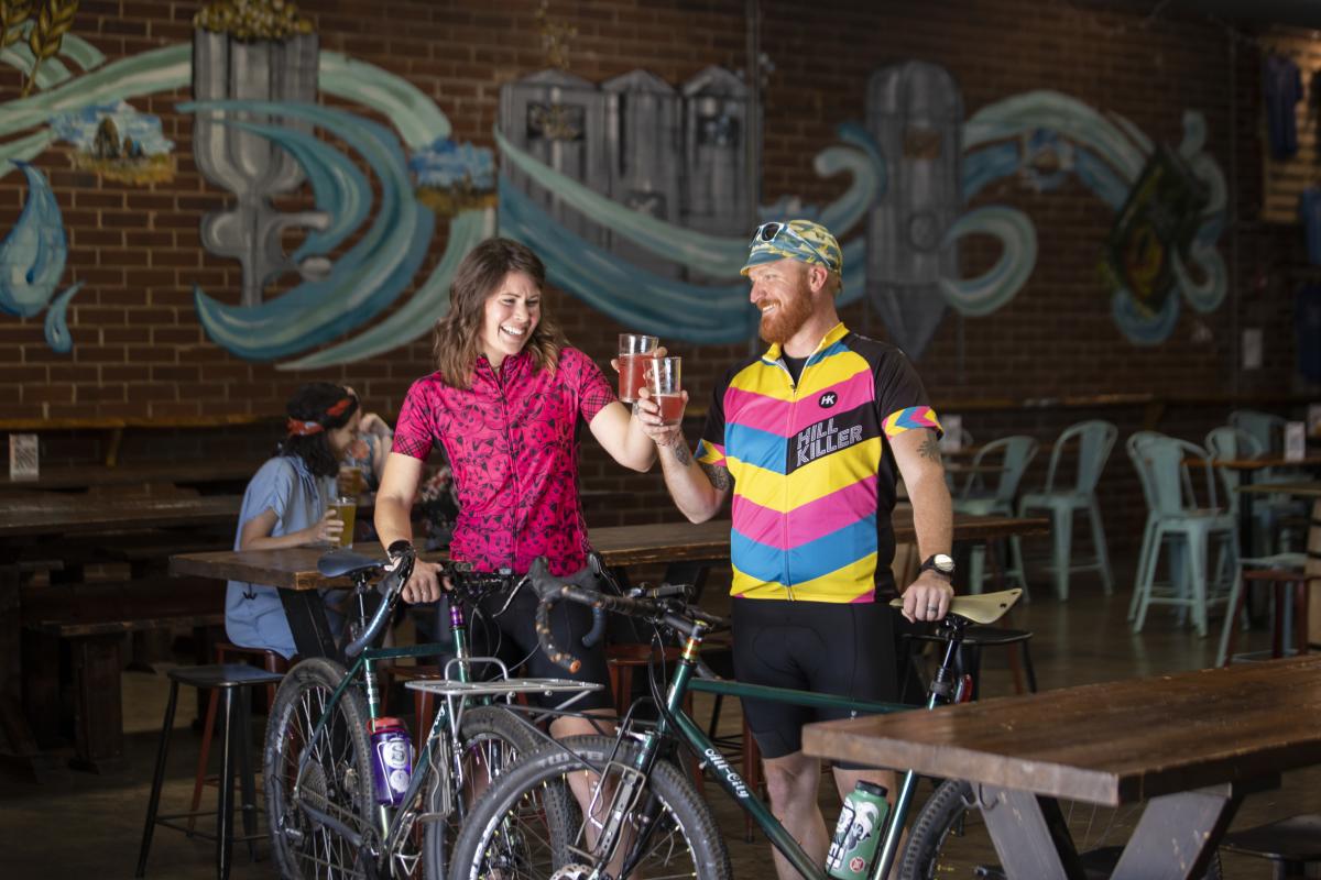 biking; beers; brews