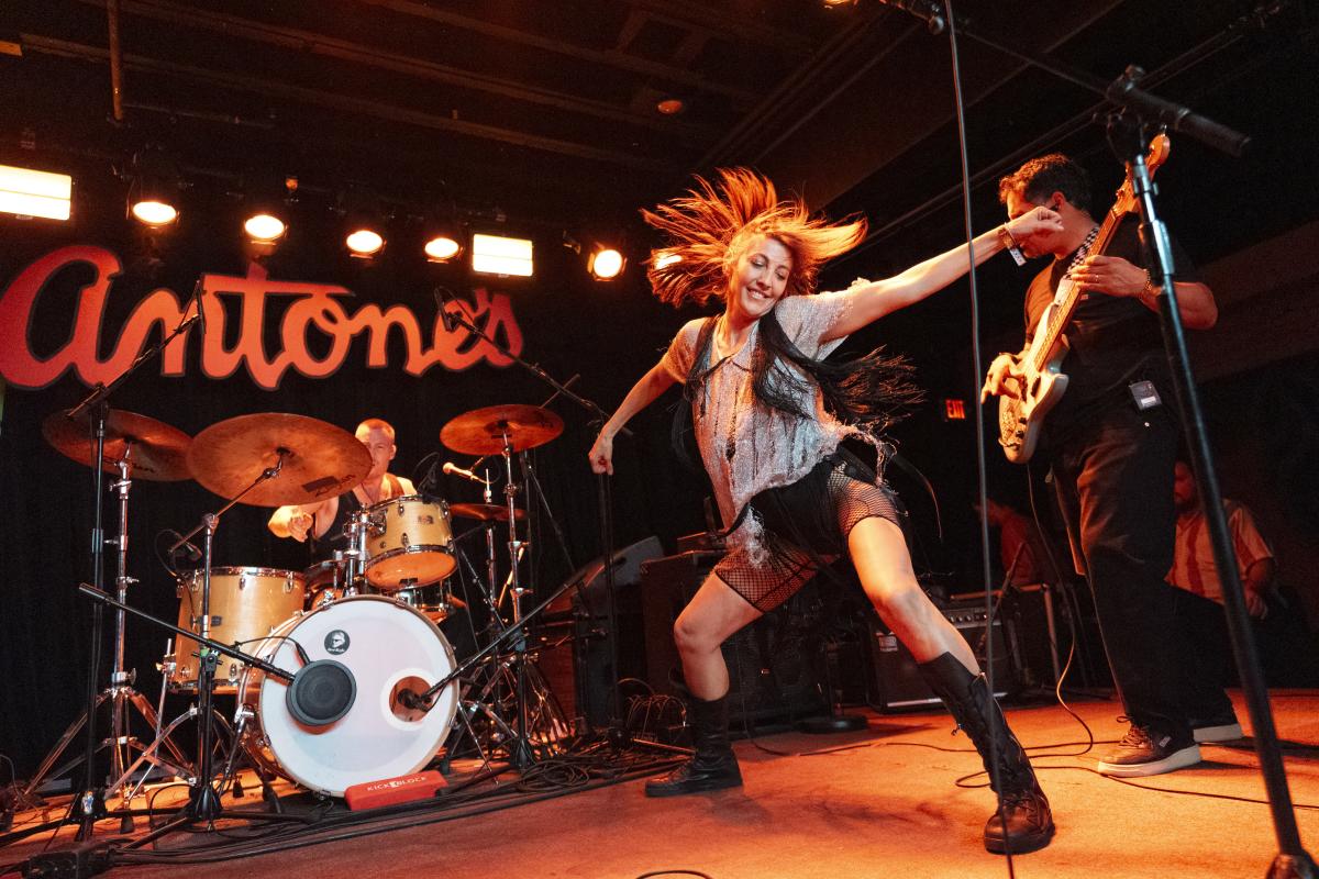 Image of Nico Vega performing onstage at Antone's during SXSW 2024