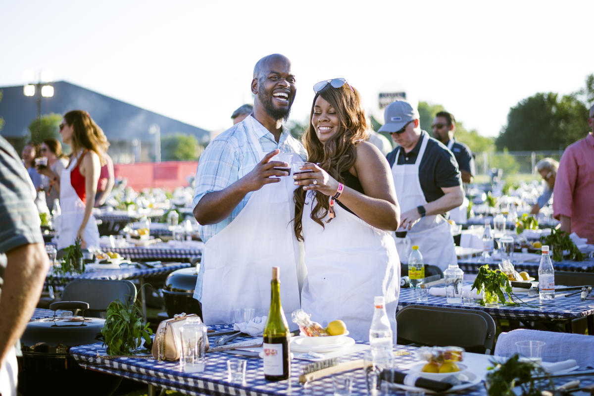 Couple enjoying the "Grill and Chill" event at Austin Food and Wine Festival 2019.