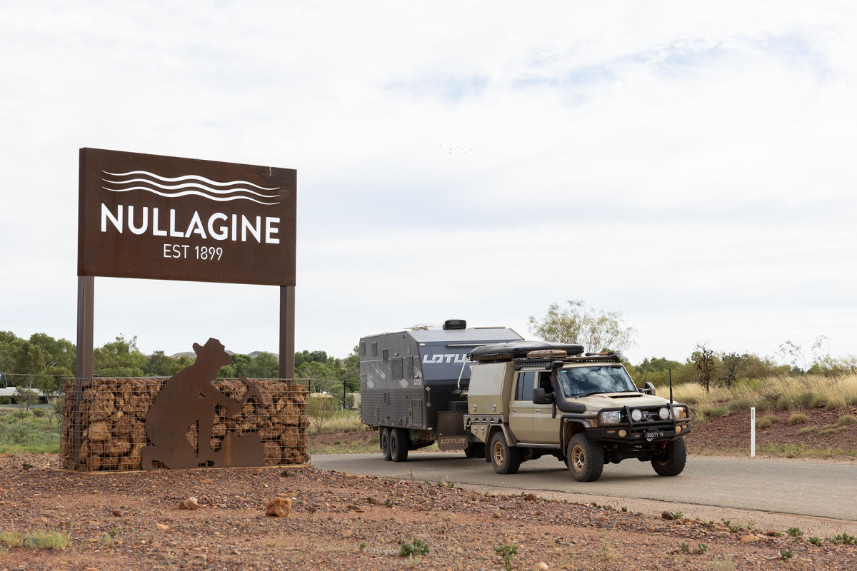 The entry sign to Nullagine in the Pilbara region of Western Australia
