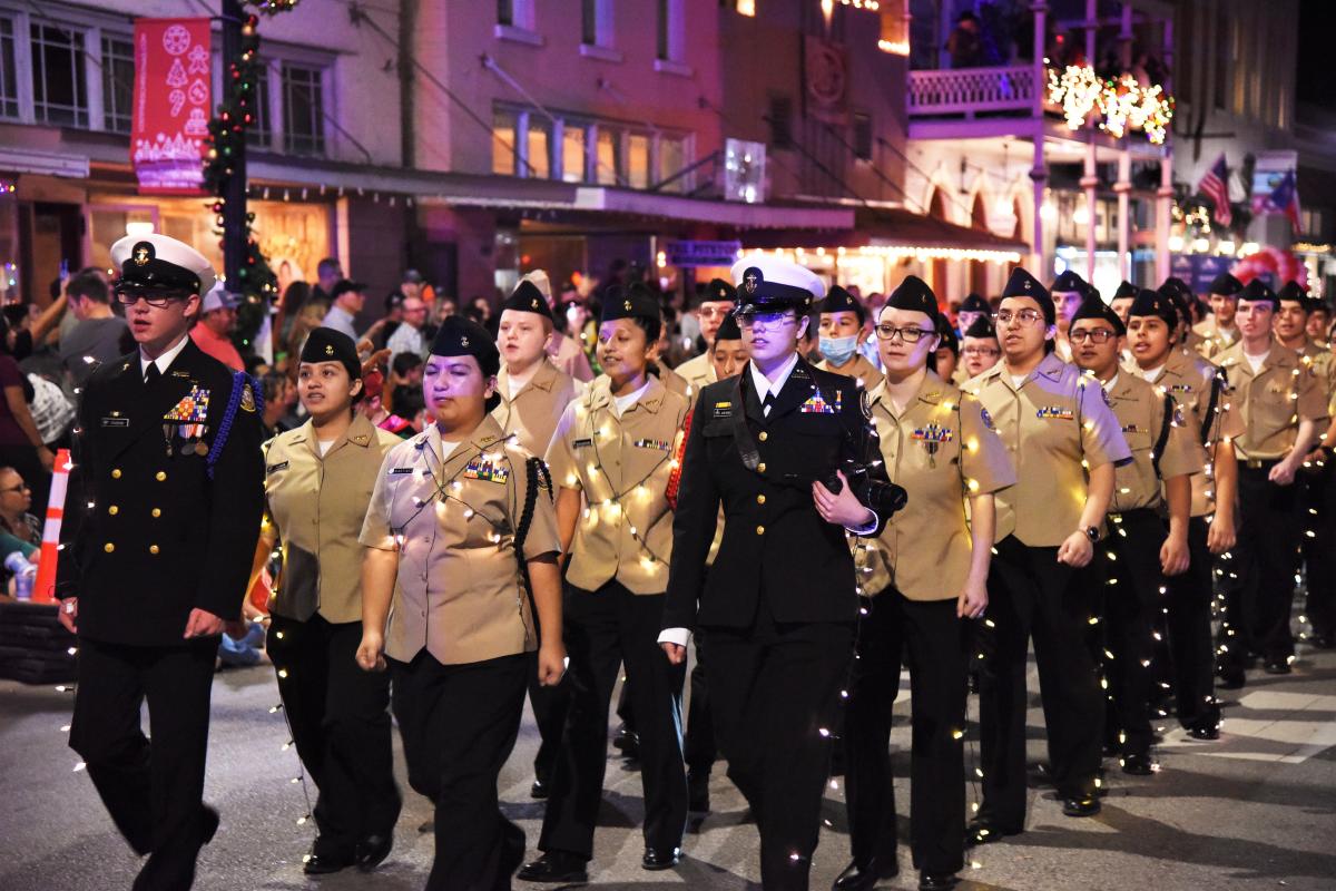 ROTC all lighted for the LPC Parade