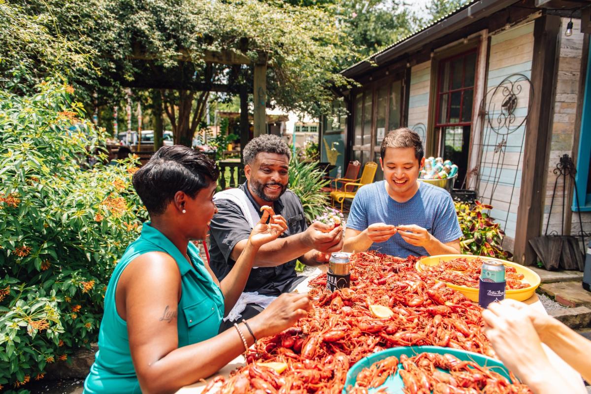 Crawfish gathering