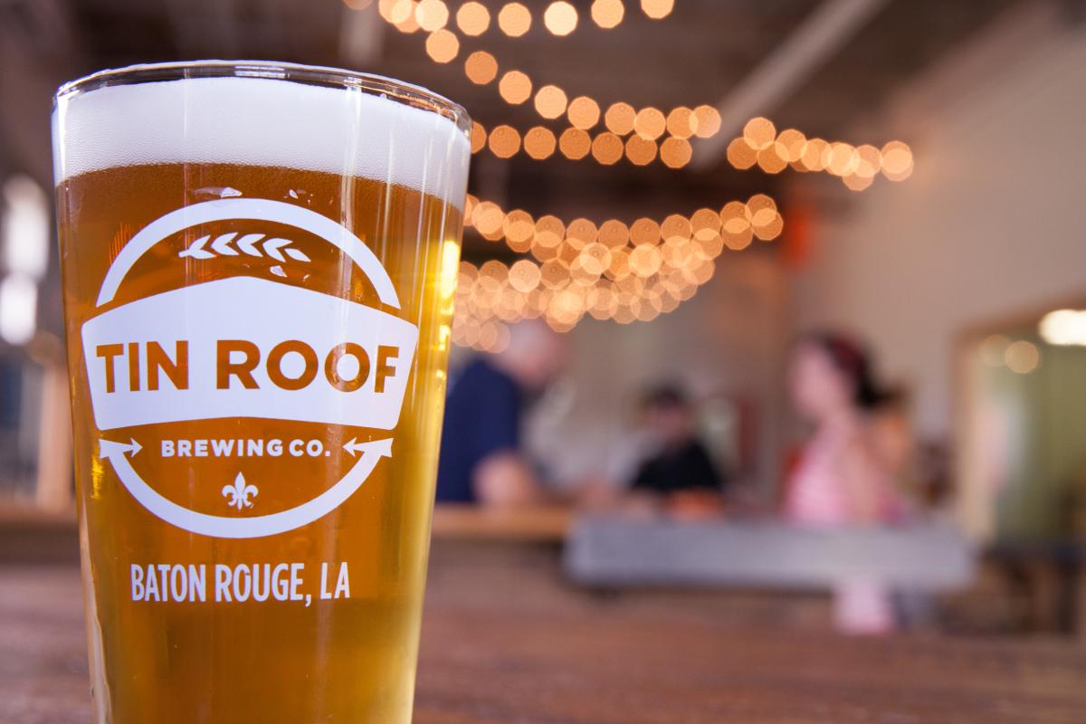 Close-up of fresh pint at Tin Roof Brewery