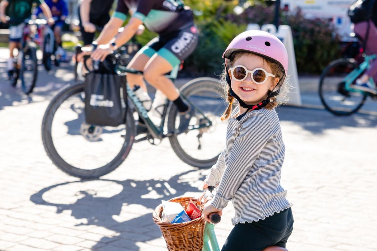 Kid Cycling on the Square