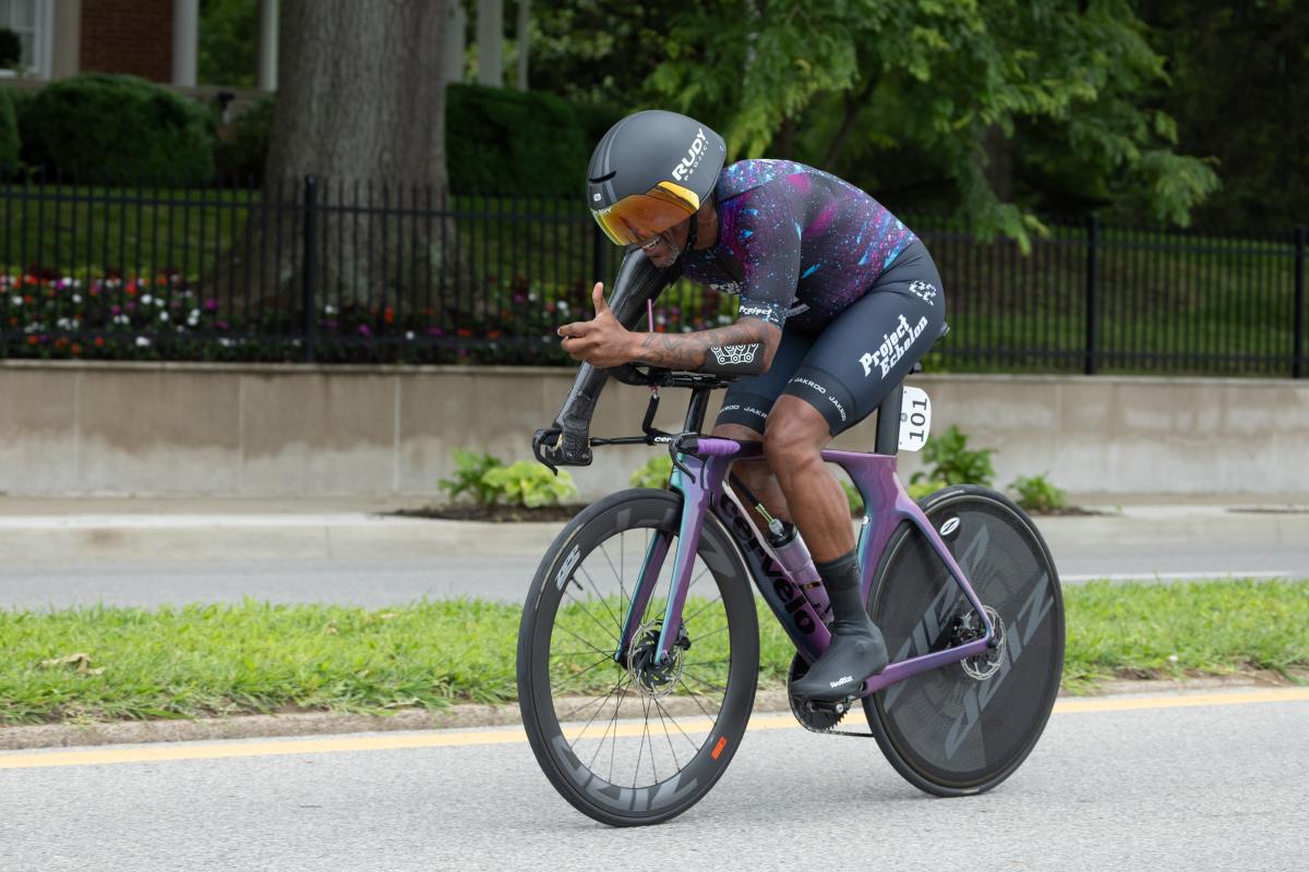 Para-Athlete Riding an Adaptive Bicycle