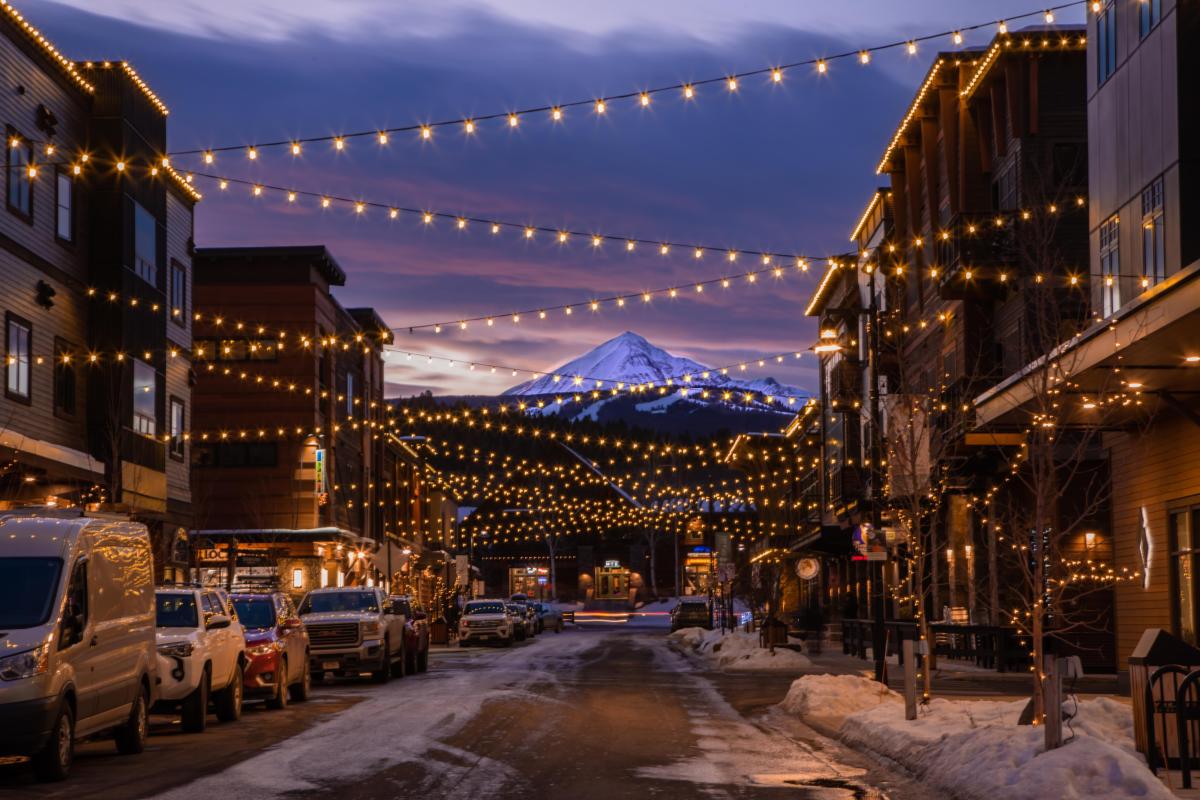 Big Sky Town Center at night