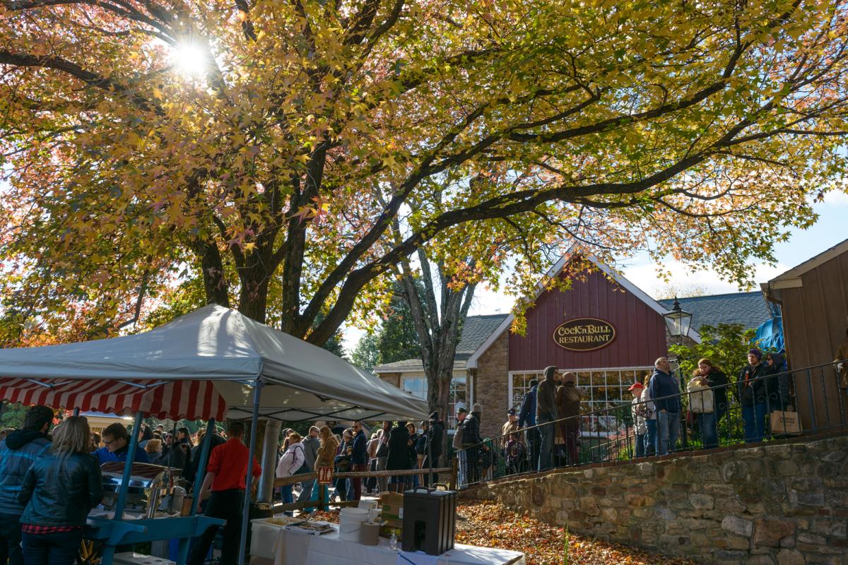 Crowd at Cock 'n Bull during Apple Fest in Peddler's Village