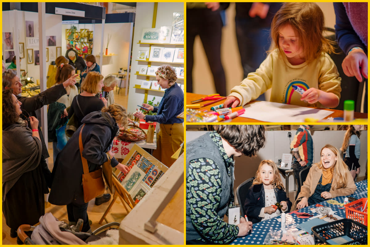 Guests at Cheltenham Craft Festival and children attending craft workshops