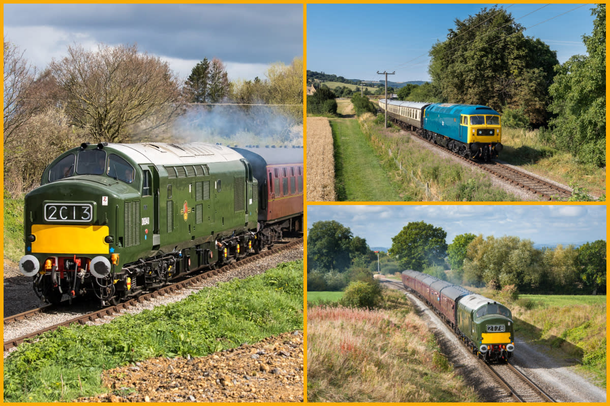 Collage: English Electric Type 3 Class 37 No. D6948 and Brush Type 4 Class 47 No. 47105 by Steve Tucker, English Electric Type 3 Class 37 No. D6948 by Chandler Tilling.