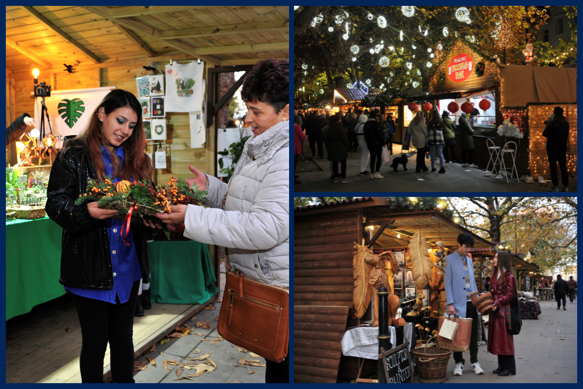 Collage of Christmas markets in Cheltenham.