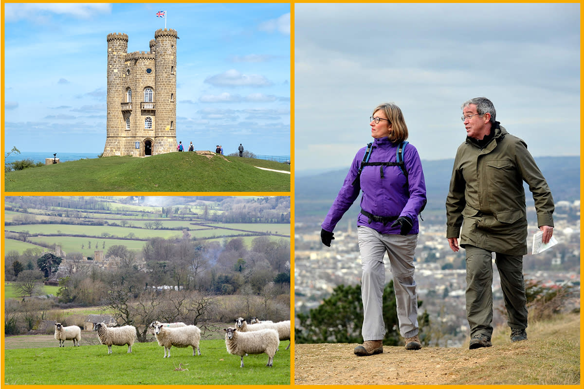 The Broadway Tower, views of Sudeley Castle, Leckhampton Hill