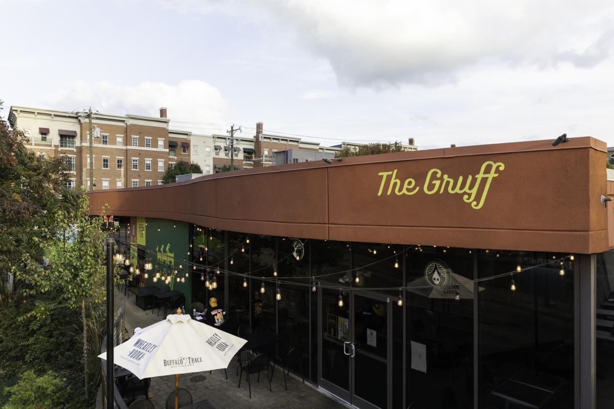 Image is an aerial shot of The Gruff exterior.
