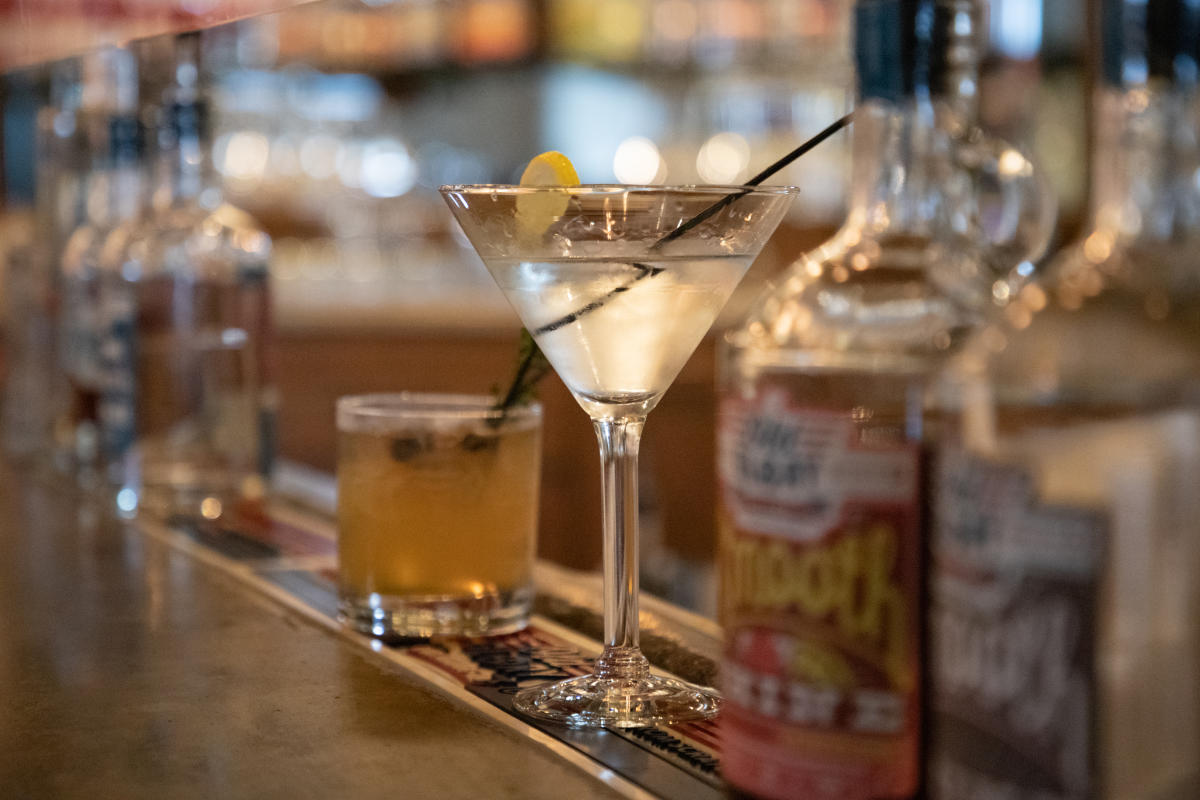 moonshine bottles and cocktails