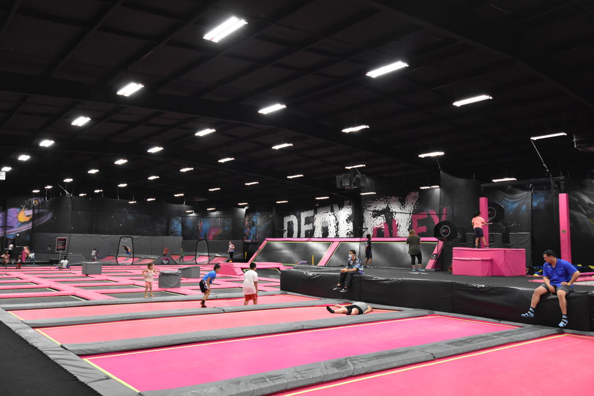 children in an indoor trampoline park