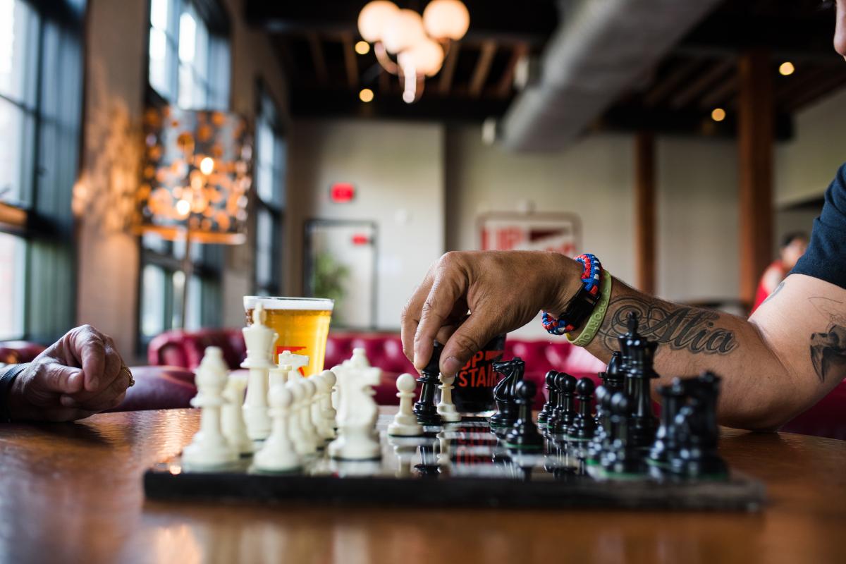 man playing chess