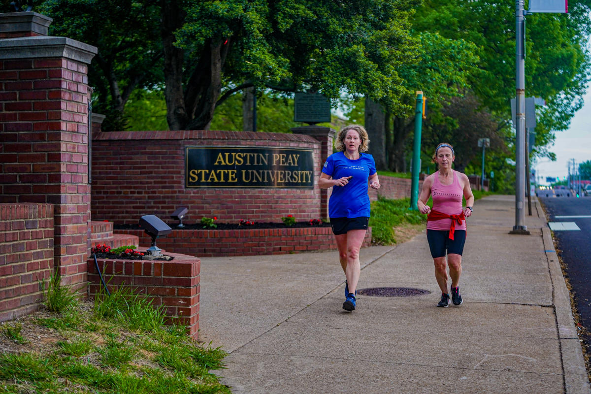 ladies running near Austin Peay State University campus