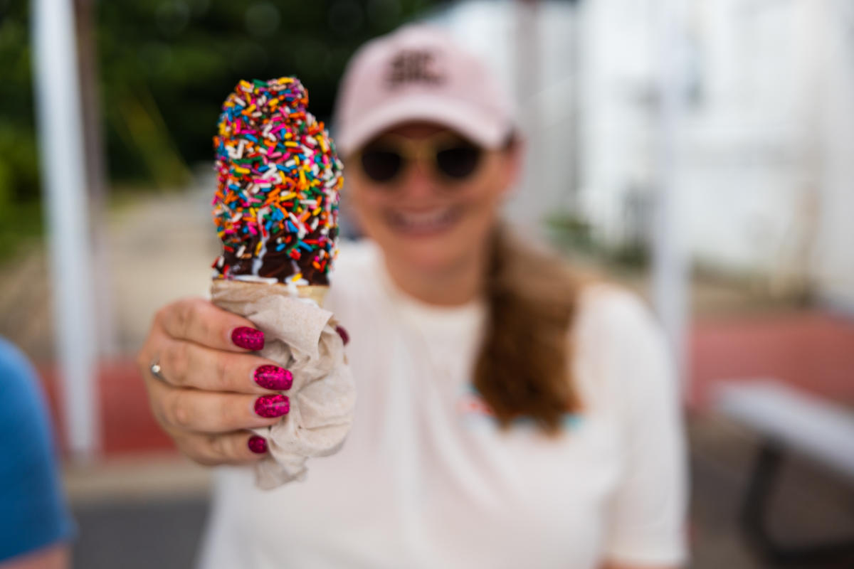 Woman holding ice cream cone
