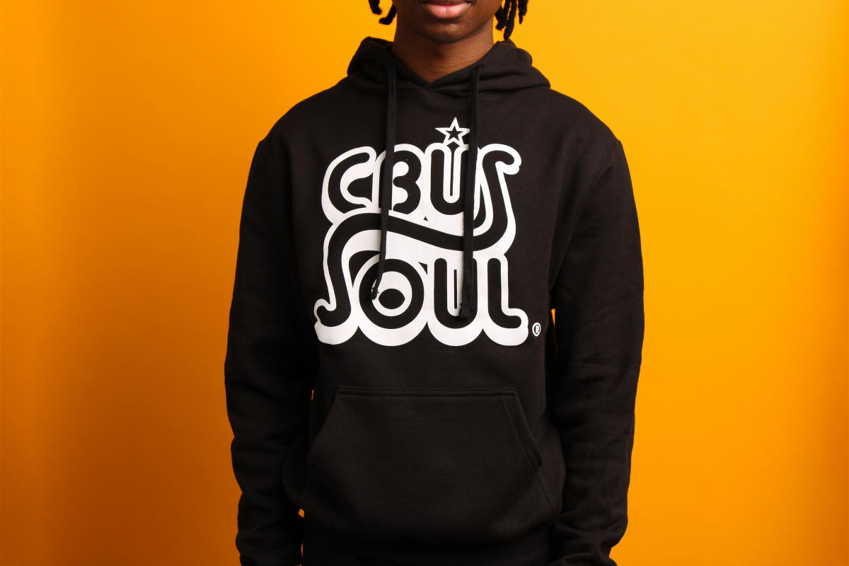 Black sweatshirt with white CBUS Soul® logo
