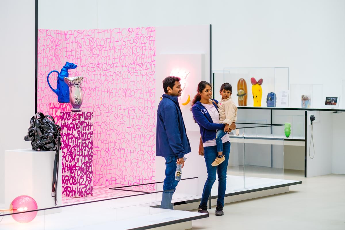 Family Exploring New Glass Now Exhibit in the Contemporary Art + Design Wing at CMoG