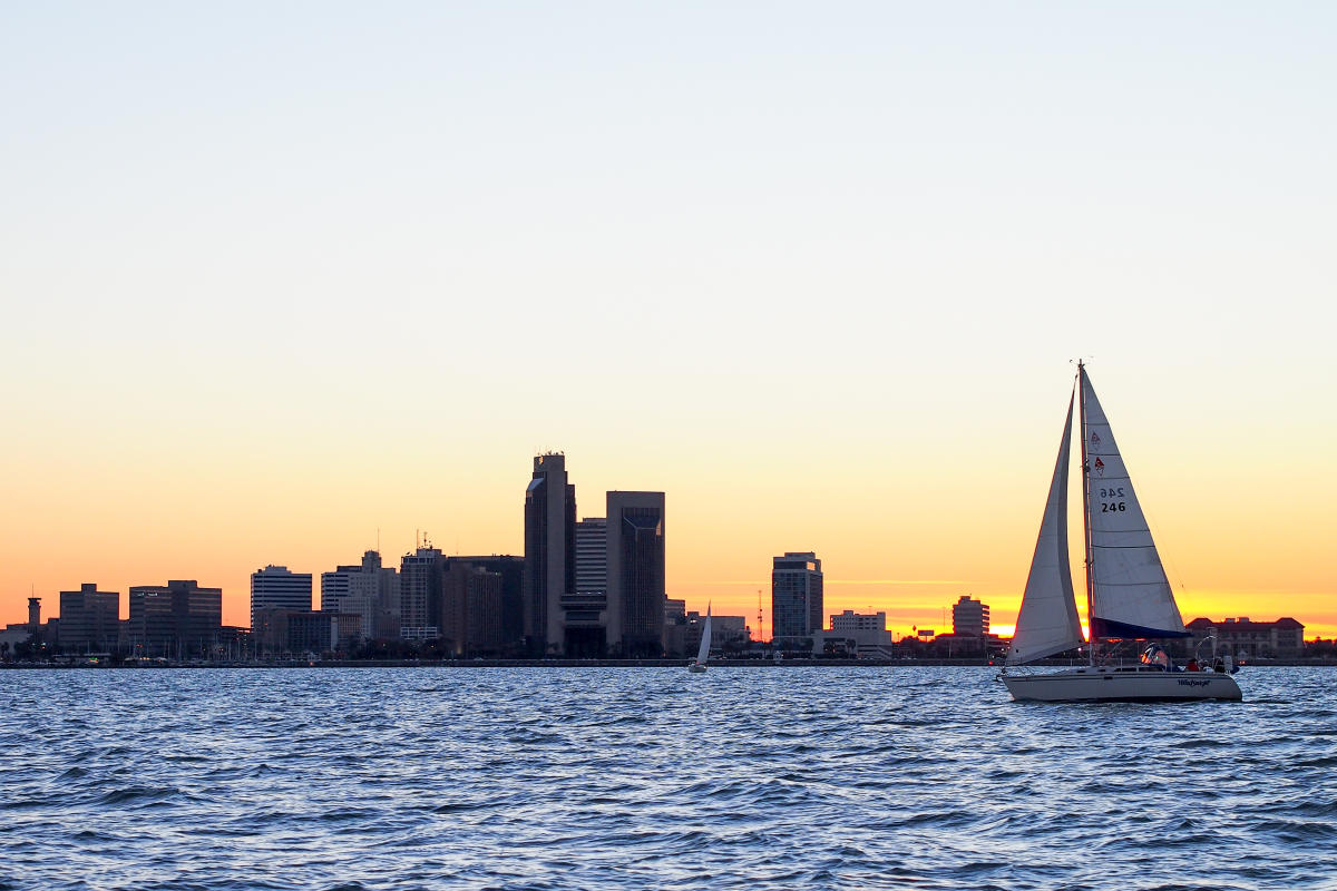 Zoom Background- Corpus Christi Skyline Sailboat