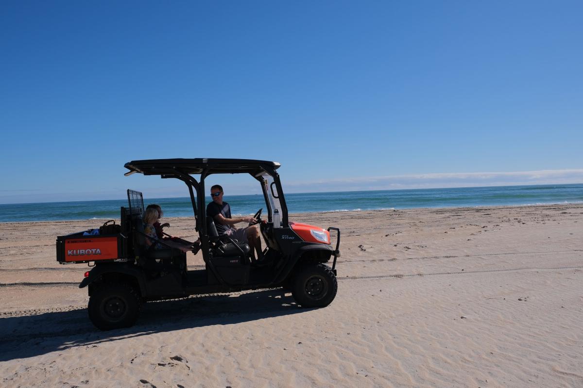 Visitors can rent Kubota UTVs to explore the coastline at Cape Lookout