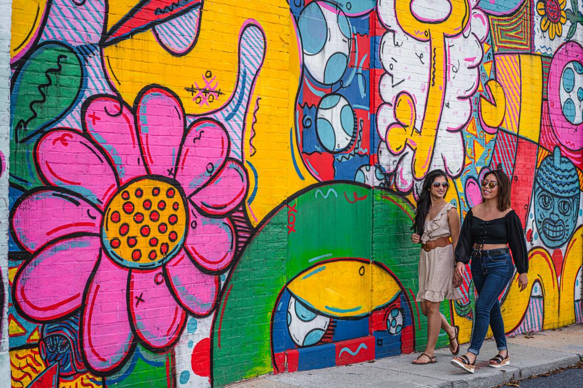 Brightly-colored mural in Downtown New Cumberland