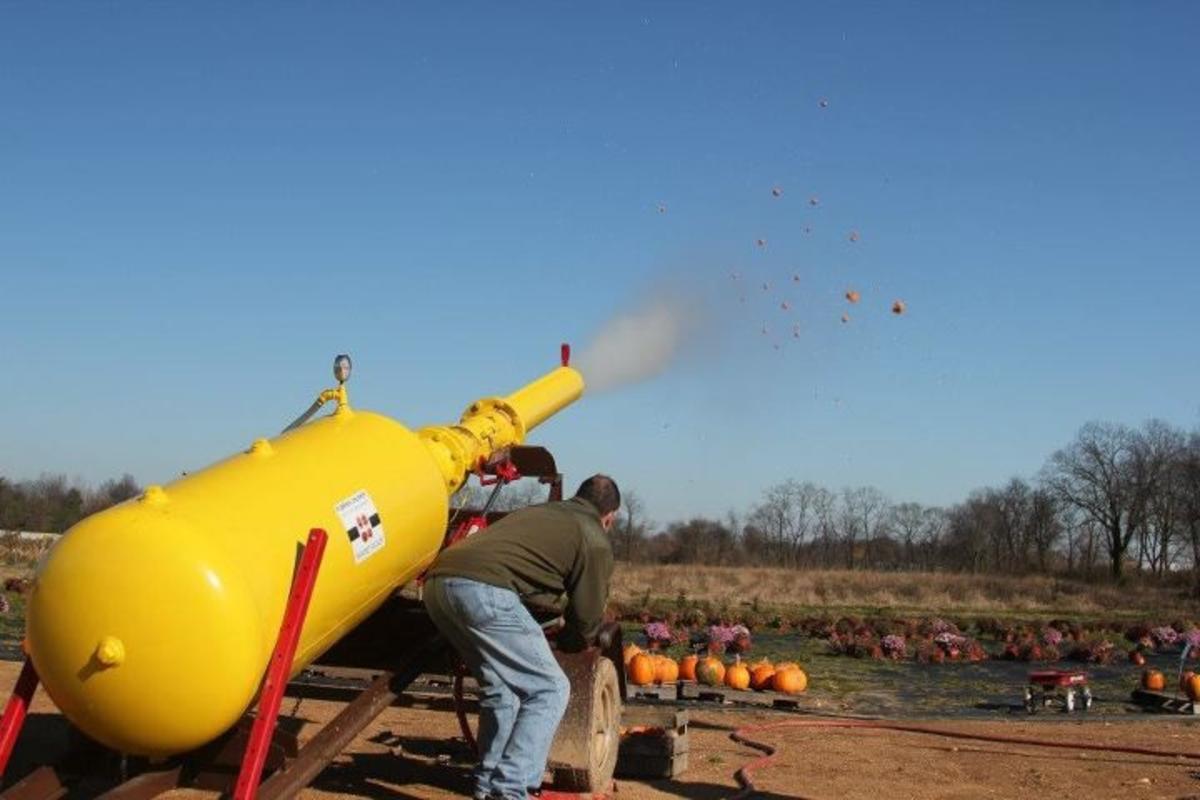 Man Firing A Pumpkin Cannon In The Cumberland Valley