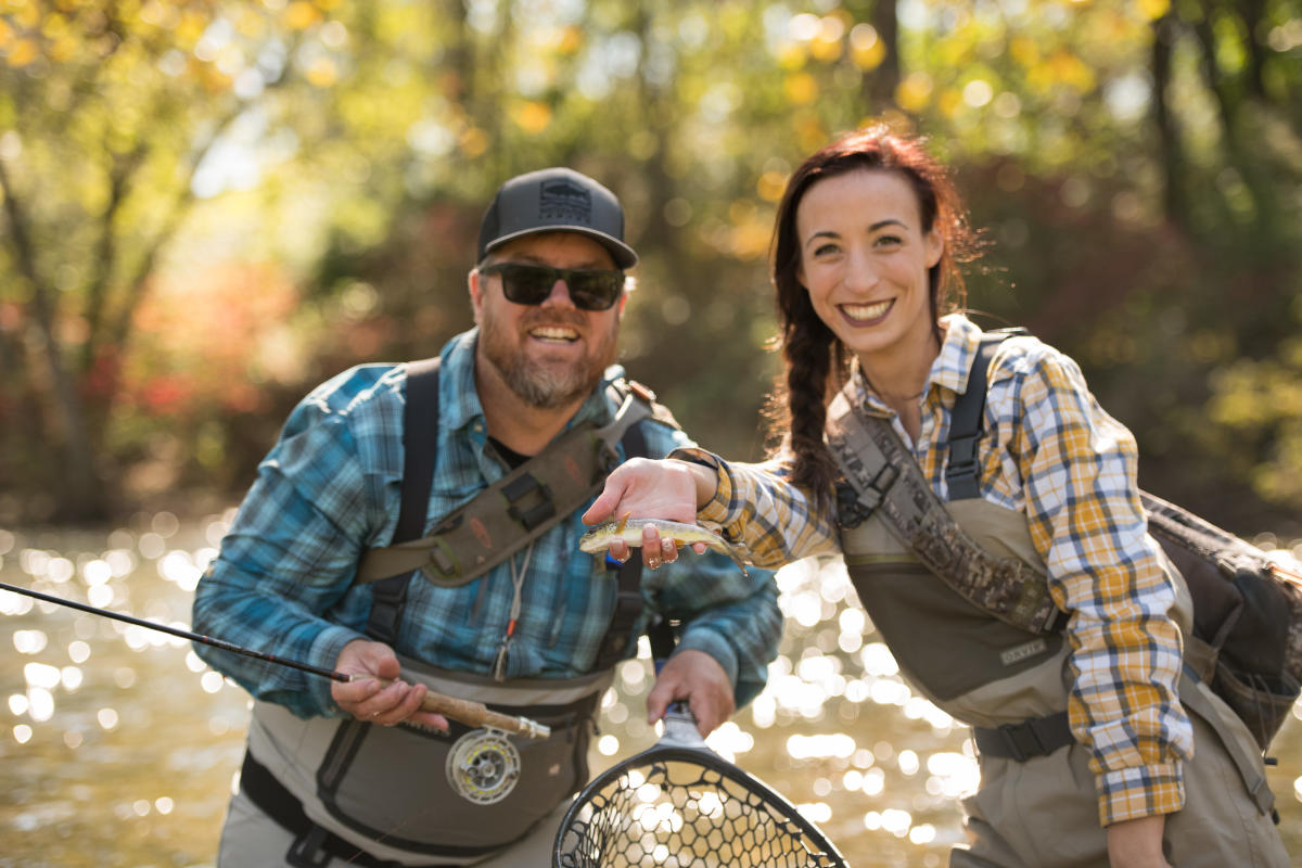 Couple Fly Fishing on Yellow Breeches Creek In The Cumberland Valley