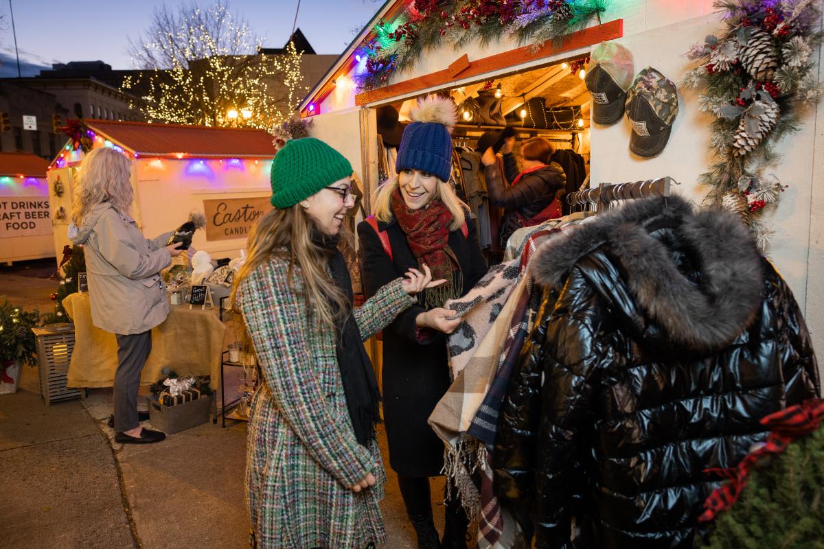 Shoppers in Easton at the Easton Winter Village