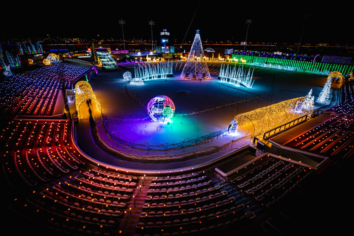 A view of Christmas lights at on the baseball field at Illumination at Coca-Cola Park in Allentown, PA.