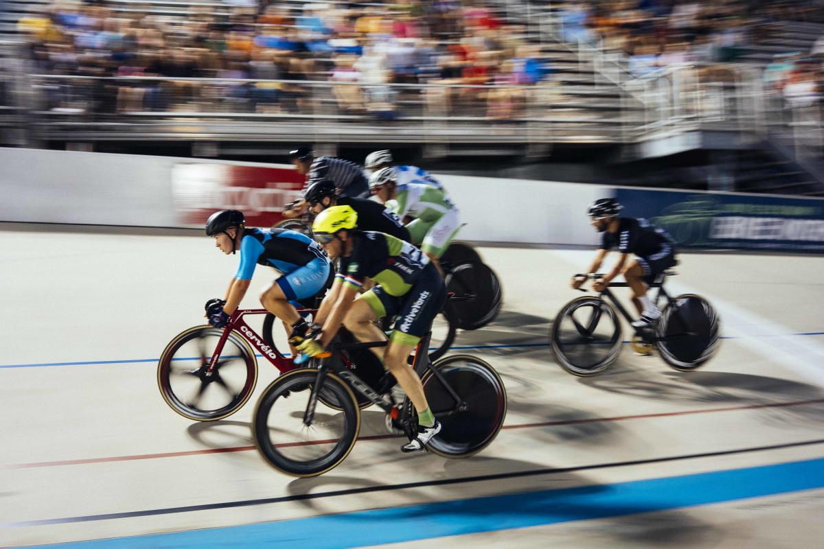 Bicyclists ride at Valley Preferred Cycling Center, Lehigh Valley PA