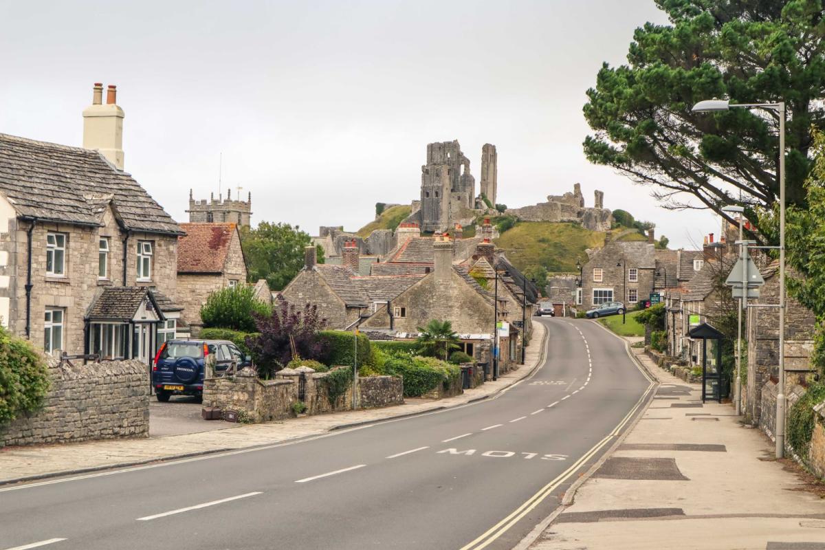 Corfe Castle village in Dorset