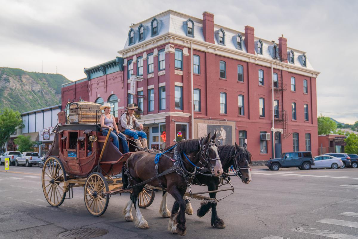 Horse Drawn Carriage in Front of El Rancho During Summer