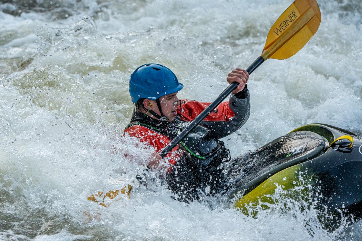 Kayaking on the Animas River During Spring at Santa Rita Whitewater Park