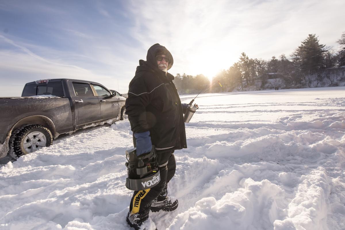 A local explores ice fishing via Jig's Up Ice Fishing on Lake Wissota.