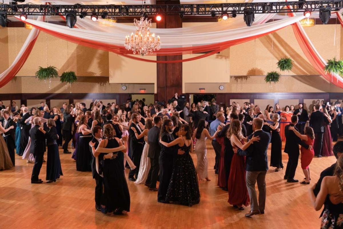 A crowd of couples dancing at the Viennese Ball
