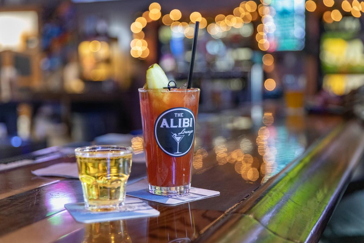 A Bloody Mary and a chaser served at The Alibi Lounge in Eau Claire