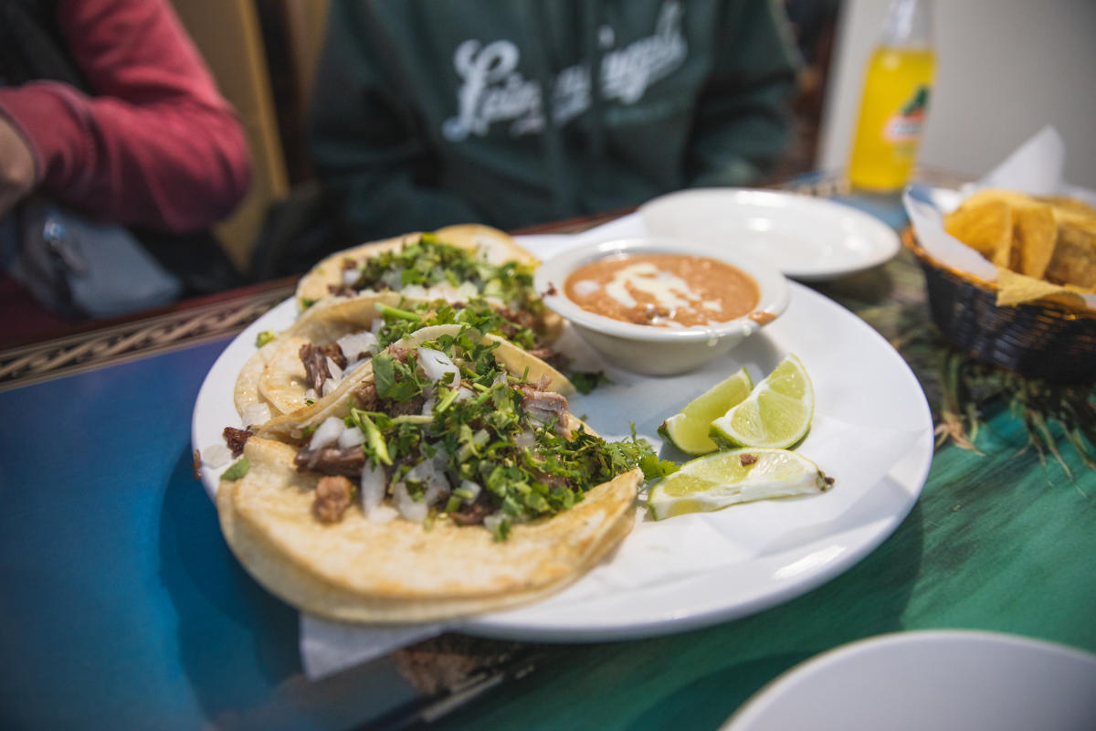 a plate of street tacos at Casa Vallarta