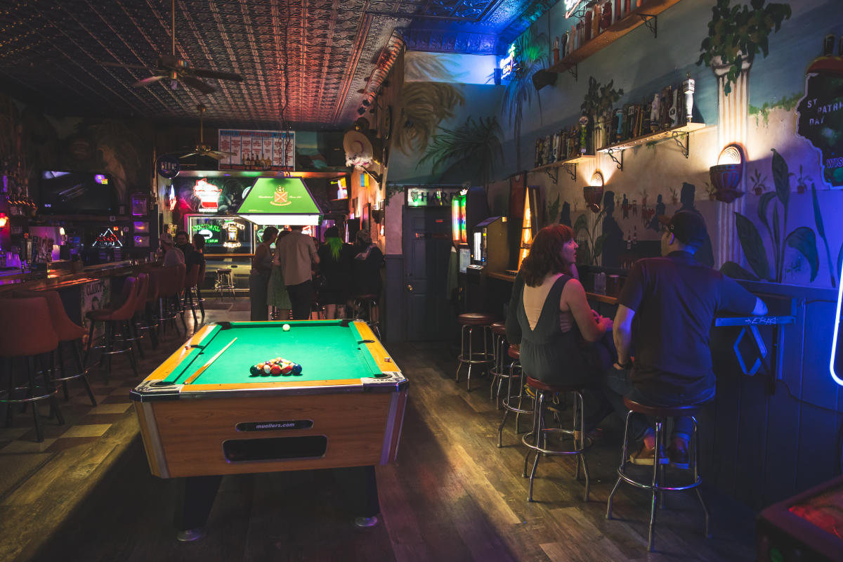 a photo of the pool table and bar at Clancy's