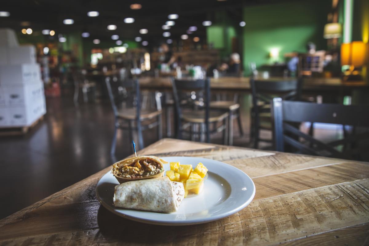 Breakfast burrito served at The Coffee Grounds in Eau Claire, WI