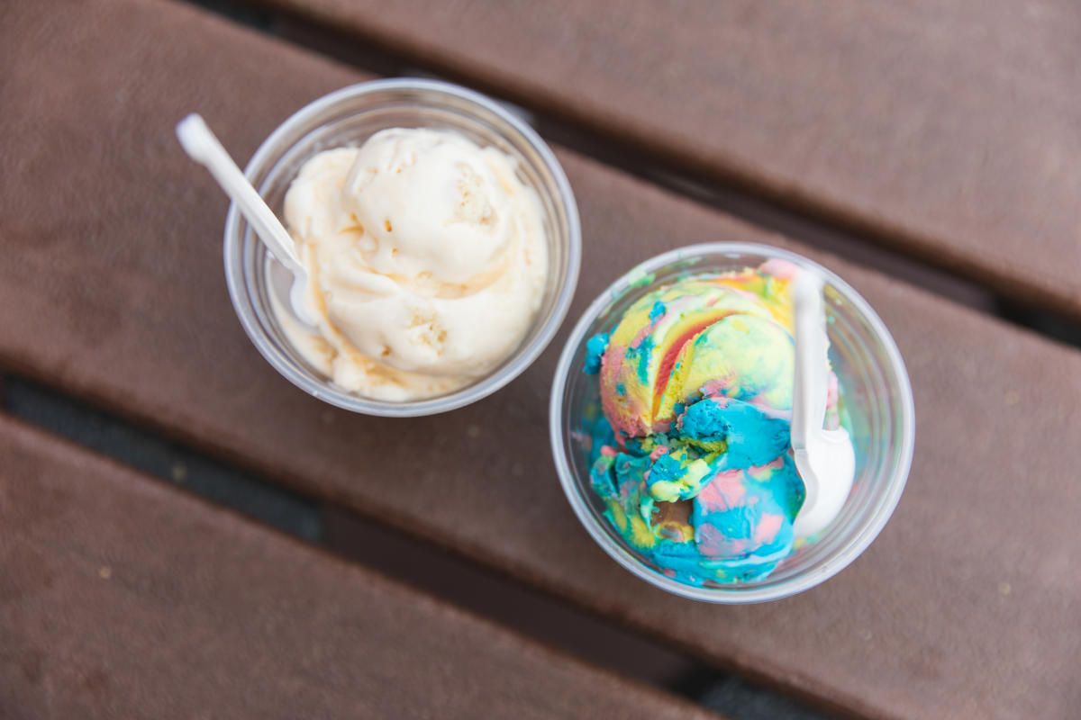 two dishes of ice cream at Ellsworth Cooperative Creamery