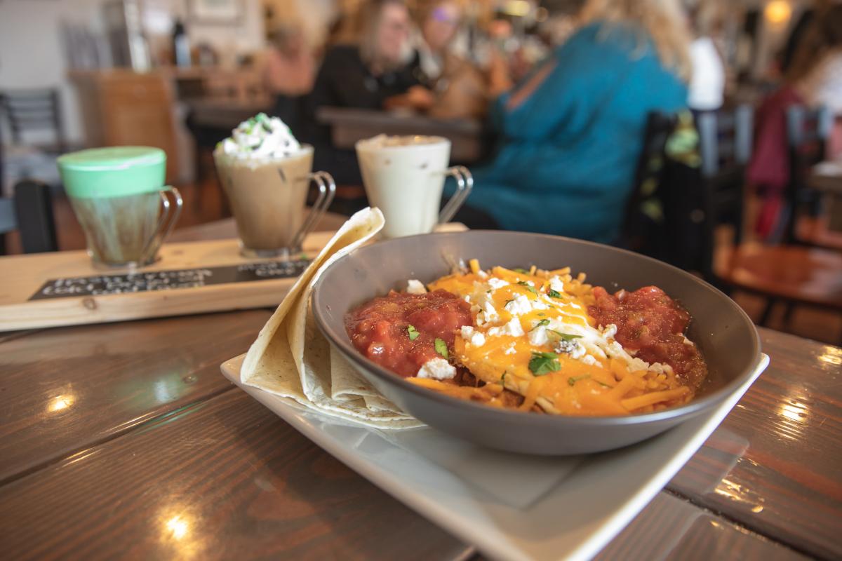 Breakfast and coffee flight served at The French Press