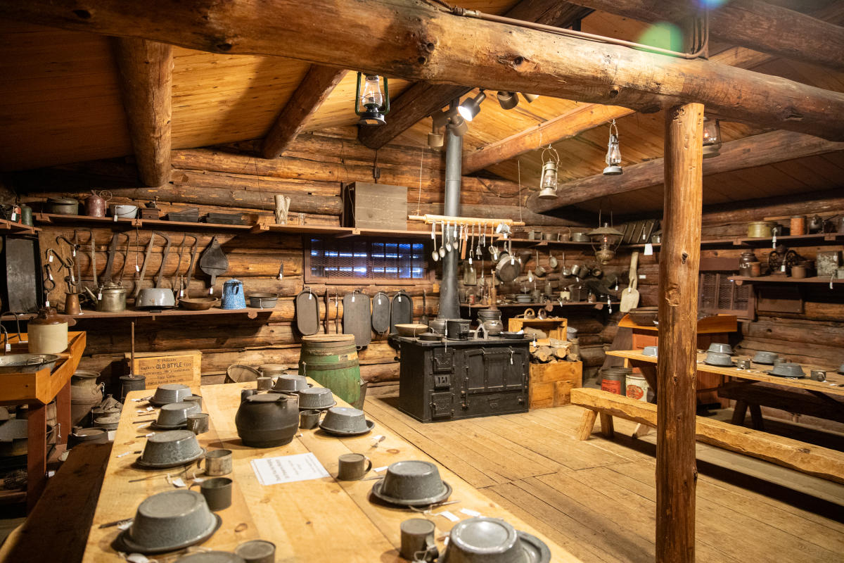 A look inside a cabin exhibit at the Wisconsin Logging Museum