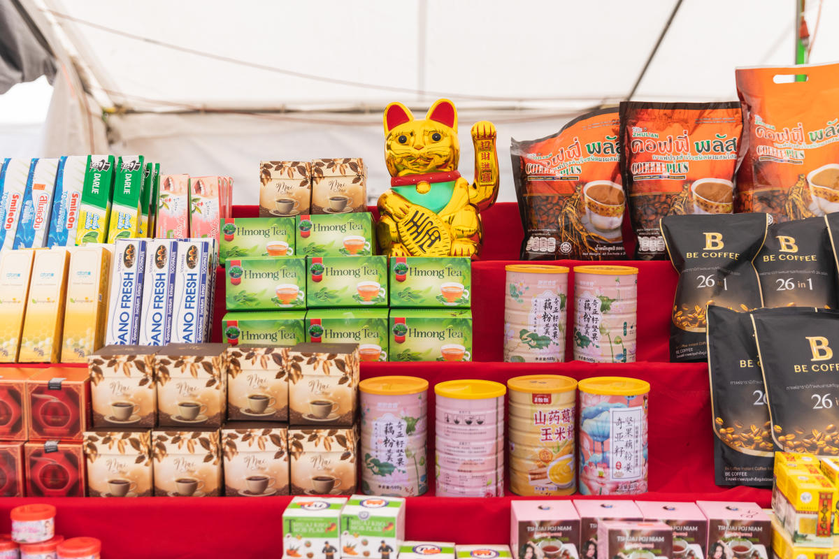 A table full of goods at HmongFest