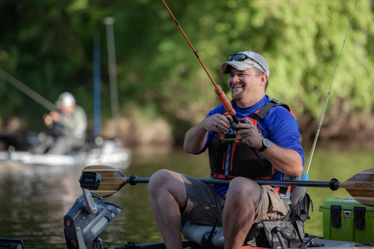 Kayak Bass Fishing in the river