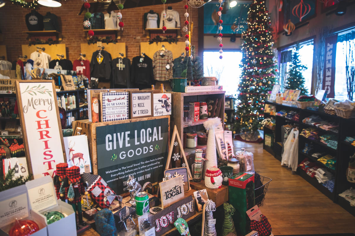 a photo inside the store when it's decorated for the holiday season