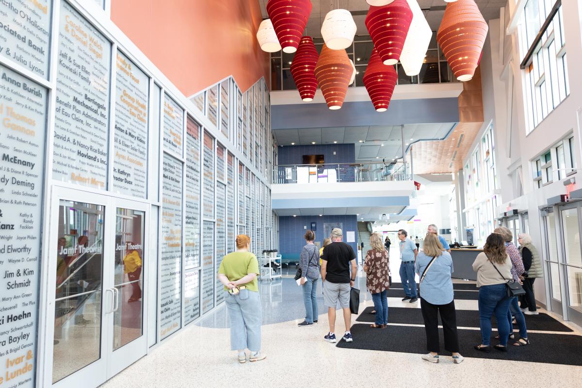 A group touring the Pablo Center