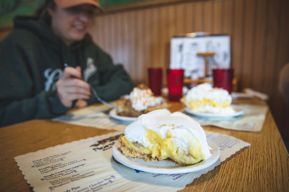 Slices of award-winning pie served at Norske Nook in Osseo